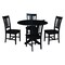International Concepts 42 in. Solid Wood Dual Drop Leaf Dining Table with 4 Chairs in Black K46-42DPT-23B-C10-4 - alternate 1